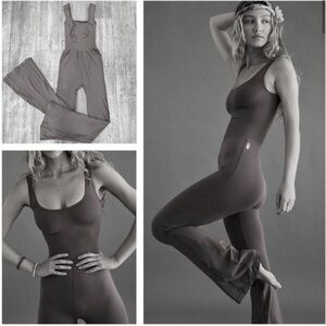Free People Brown Ribbed Jumpsuit Romper